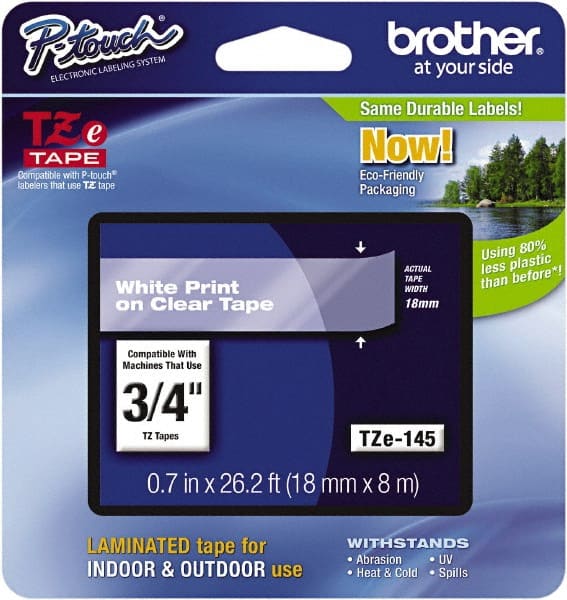 Brother - 3/4" Wide x 314.4" Long, Clear Plastic/Paper Tape Cassette - For Label Maker - Exact Tooling