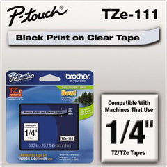 Brother - 1/4" Wide x 314.4" Long, Clear Plastic/Paper Tape Cassette - For Label Maker - Exact Tooling