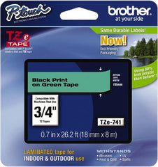 Brother - 0.7" Wide x 314.4" Long, Green Plastic/Paper Tape Cassette - For Label Maker - Exact Tooling