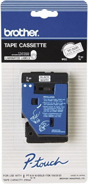 Brother - 3/8" Wide x 300" Long, White Tape Cassette - For Label Maker - Exact Tooling