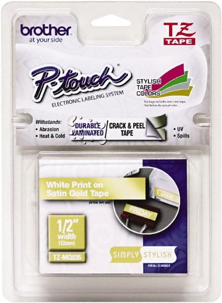 Brother - 1/2" Wide, Gold Tape Cassette - For Label Maker - Exact Tooling