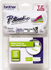Brother - 1/2" Wide, Lime Green Tape Cassette - For Label Maker - Exact Tooling