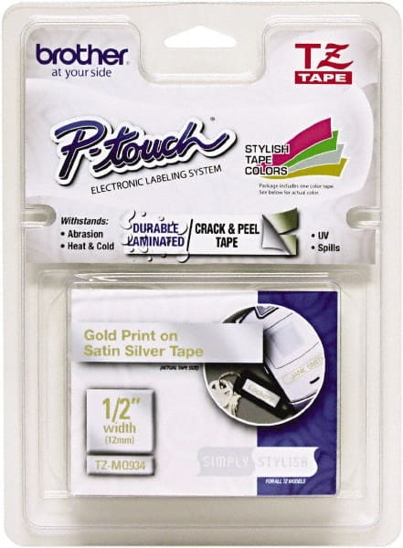 Brother - 1/2" Wide, Silver Tape Cassette - For Label Maker - Exact Tooling