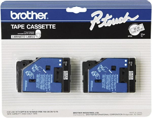 Brother - 1/2" Wide x 312" Long, Clear Label Tape - For Label Maker - Exact Tooling