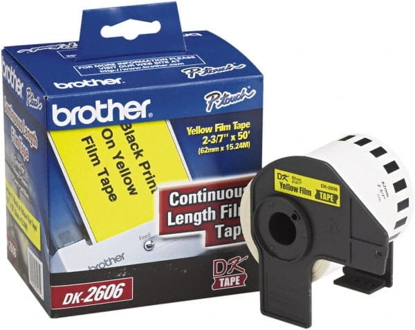 Brother - 2.4286" Wide x 600" Long, Yellow Film Label Tape - For PC Label Printers - Exact Tooling