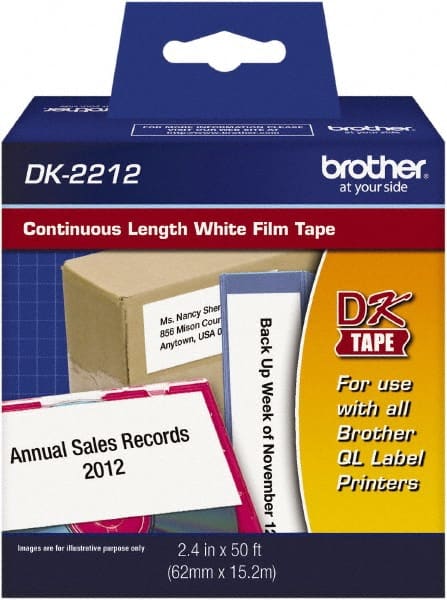 Brother - 2.4" Wide x 600" Long, White Film Label Tape - For PC Label Printers - Exact Tooling