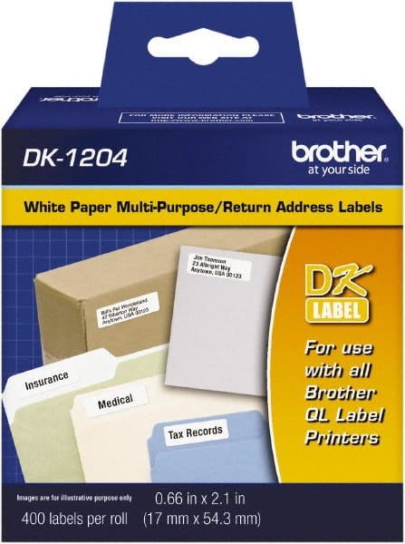 Brother - 0.66" Wide x 2-7/64" Long, White Paper Multi-Purpose Label - For PC Label Printers - Exact Tooling