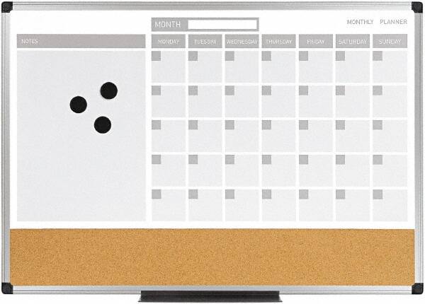 MasterVision - 18" High x 24" Wide Combination, Bulletin/Magnetic Dry Erase Calendar - Steel - Exact Tooling