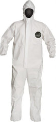 Disposable Coveralls: Size 3X-Large, 1.5 oz, SMS, Zipper Closure White, Serged Seam, Elastic Cuff, Elastic Ankle, ISO Non-Cleanroom Class