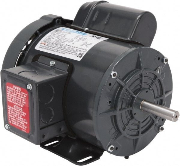 Leeson - 1/2 Max hp, 1,800 Max RPM, Capacitor Start Electric AC DC Motor - 115-208/230 V Input, Single Phase, 56 Frame, Rigid Base Mount, TEFC Enclosure - Exact Tooling