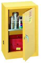 Compact Storage Cabinet - #5473 - 23-1/4 x 18 x 35" - 12 Gallon - w/one shelf, 1-door manual close - Yellow Only - Exact Tooling