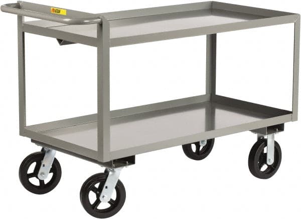 Little Giant - 2,000 Lb Capacity, 30" Wide x 53-1/2" Long x 30" High Shelf Cart - 2 Shelf, Steel, 2 Rigid/2 Swivel Casters - Exact Tooling