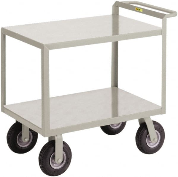 Little Giant - 1,200 Lb Capacity, 24" Wide x 53-1/2" Long x 34" High Shelf Cart - 2 Shelf, Steel, 2 Rigid/2 Swivel Casters - Exact Tooling