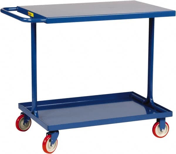 Little Giant - 600 Lb Capacity, 18" Wide x 29-1/2" Long x 35" High Shelf Cart - 2 Shelf, Steel, 2 Rigid/2 Swivel Casters - Exact Tooling