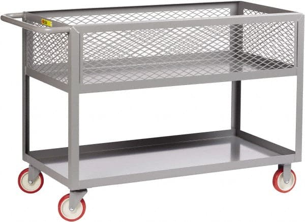 Little Giant - 1,200 Lb Capacity, 18" Wide x 35-1/2" Long x 35" High Deep Shelf Cart - 2 Shelf, Steel, 2 Rigid/2 Swivel Casters - Exact Tooling