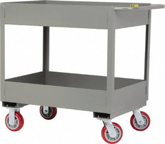 Little Giant - 3,600 Lb Capacity, 24" Wide x 53-1/2" Long x 36-1/2" High Deep Shelf Cart - 2 Shelf, Steel, 2 Rigid/2 Swivel Casters - Exact Tooling