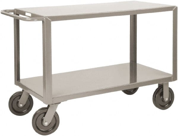 Little Giant - 5,000 Lb Capacity, 24" Wide x 41-1/2" Long x 36" High Heavy Duty Service Cart - 2 Shelf, Steel, 2 Rigid/2 Swivel Casters - Exact Tooling