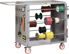 Little Giant - 24" Wide x 54-1/4" Long x 41-1/2" High Wire Spool Cart - 2 Shelf, Steel, 2 Rigid/2 Swivel Casters - Exact Tooling