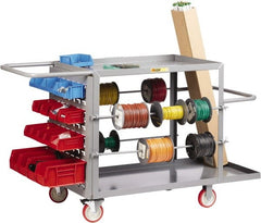 Little Giant - 24" Wide x 65" Long x 35" High Wire Spool Cart - 2 Shelf, Steel, 2 Rigid/2 Swivel Casters - Exact Tooling