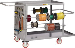 Little Giant - 24" Wide x 65" Long x 35" High Wire Spool Cart - 2 Shelf, Steel, 2 Rigid/2 Swivel Casters - Exact Tooling