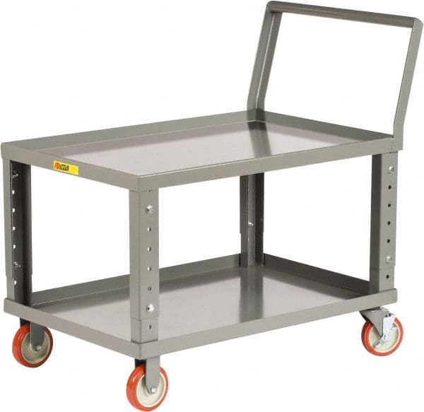 Little Giant - 1,200 Lb Capacity, 24" Wide x 39" Long x 37-1/2" High Heavy Duty Service Cart - 2 Shelf, Steel, 2 Rigid/2 Swivel Casters - Exact Tooling