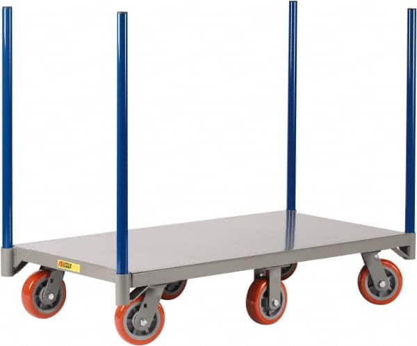 Little Giant - 3,600 Lb Capacity Steel Pipe Stake Truck - Steel Deck, 36" OAW, 72" Platform Length, Polyurethane Casters - Exact Tooling