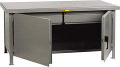 Little Giant - 72 Wide x 36" Deep x 34" High, 7 Gauge Steel Workbench - Fixed Legs, Gray - Exact Tooling