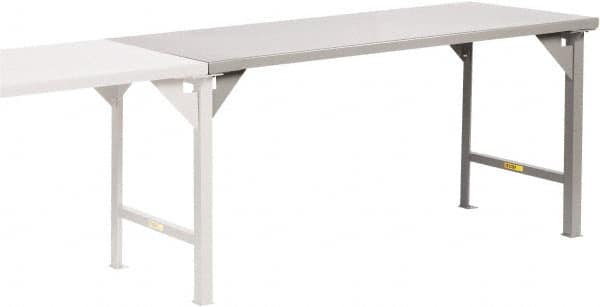 Little Giant - 72 Wide x 30" Deep x 36" High, 12 Gauge Steel Production Table - Fixed Legs, Gray - Exact Tooling