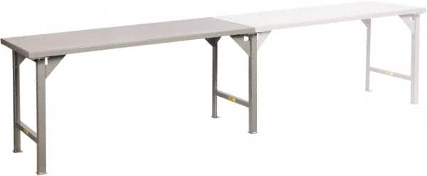 Little Giant - 72 Wide x 30" Deep x 36" High, 12 Gauge Steel Production Table - Fixed Legs, Gray - Exact Tooling