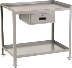 Little Giant - 1 Drawer, 2 Shelf Workstation - 2,000 Lb Capacity, Steel with Flush Front Edge Top, Gray, 24" Wide x 39" High x 36" Long - Exact Tooling