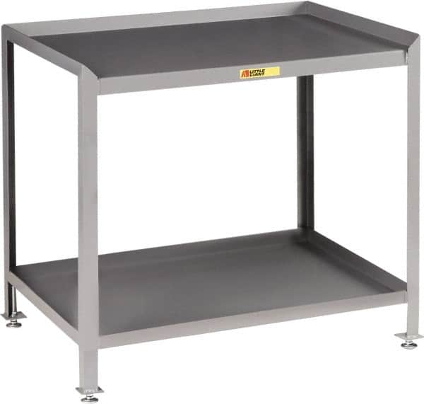 Little Giant - No Drawers, 2 Shelf Workstation - 2,000 Lb Capacity, Steel with Flush Front Edge Top, Gray, 24" Wide x 39" High x 48" Long - Exact Tooling