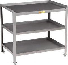 Little Giant - No Drawers, 3 Shelf Workstation - 2,000 Lb Capacity, Steel with Flush Front Edge Top, Gray, 24" Wide x 39" High x 36" Long - Exact Tooling