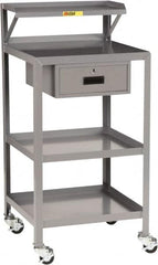 Little Giant - 1,000 Lb Capacity, 3 Shelf, 1 Drawer Mobile Shop Desk - 24" Wide x 22" Deep x 52" High, Steel - Exact Tooling