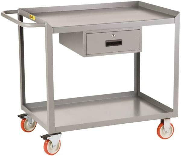 Little Giant - 1,200 Lb Capacity, 2 Shelf, 1 Drawer Mobile Workbench - 36" Wide x 24" Deep x 35-1/2" High, Steel - Exact Tooling