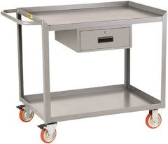 Little Giant - 1,200 Lb Capacity, 2 Shelf, 1 Drawer Mobile Workbench - 36" Wide x 24" Deep x 35-1/2" High, Steel - Exact Tooling