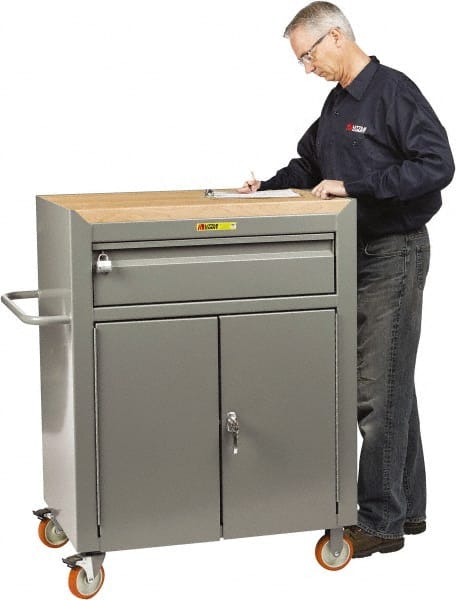 Little Giant - Mobile Service Bench - Steel, Gray, 41-1/2" Long x 24" Deep x 48" High - Exact Tooling