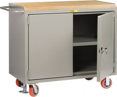 Little Giant - 3,600 Lb Capacity, 2 Door Mobile Service Bench - 41" Wide x 24" Deep x 43" High, Steel, Gray - Exact Tooling