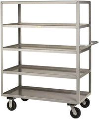 Little Giant - 3,600 Lb Capacity, 5 Shelf, Steel Shelf Truck - 53-1/2" Long x 30" Wide x 63-1/2" High, 6" Diam Phenolic Wheels - Exact Tooling