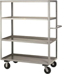 Little Giant - 3,600 Lb Capacity, 4 Shelf, Steel Shelf Truck - 53-1/2" Long x 30" Wide x 65" High, 6" Diam Phenolic Wheels - Exact Tooling