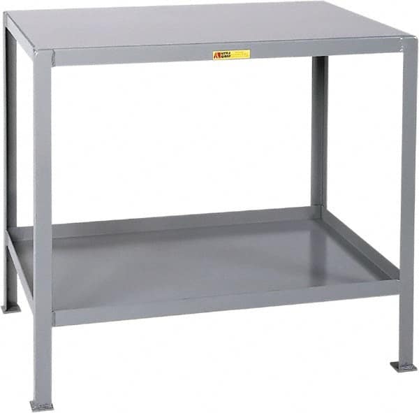 Little Giant - 24 Wide x 18" Deep x 32-1/2" High, 12 Gauge Steel Heavy-Duty Machine Table - Fixed Legs, Gray - Exact Tooling