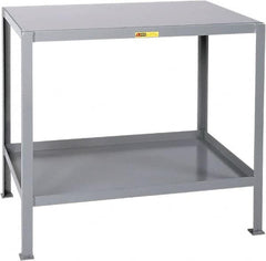 Little Giant - 60 Wide x 30" Deep x 32-1/2" High, Steel Heavy-Duty Machine Table - Fixed Legs, Gray - Exact Tooling