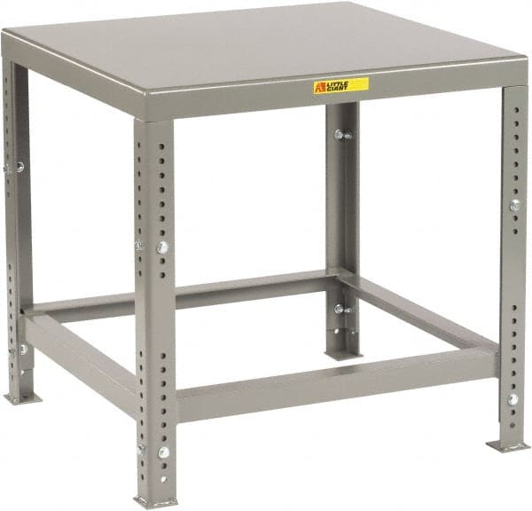 Little Giant - 30 Wide x 16" Deep x 30" High, 7 Gauge Steel Heavy-Duty Machine Table - Adjustable Height Legs, Gray - Exact Tooling