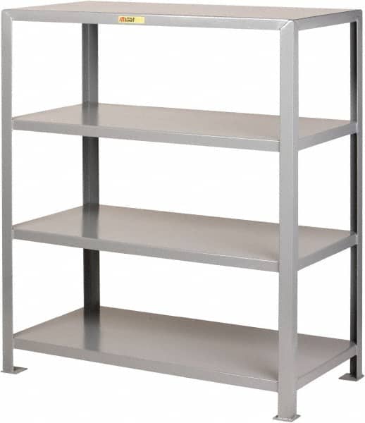 Little Giant - 4 Shelf Starter Heavy-Duty Open Steel Shelving - 8,000 Lb Capacity, 48" Wide x 72" High x 30" Deep, Gray - Exact Tooling