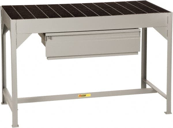 Little Giant - 51 Wide x 24" Deep x 34" High, Steel Bar Grating Welder's Table - Fixed Legs, Gray/Black - Exact Tooling