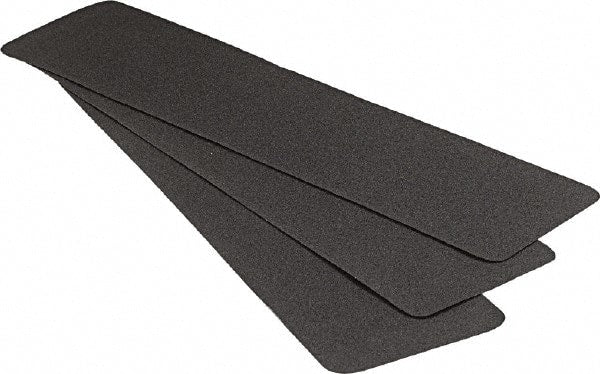 Ability One - 24"x 6" Vinyl Adhesive Plain Surface Stair Treads - Black, Resin - Exact Tooling