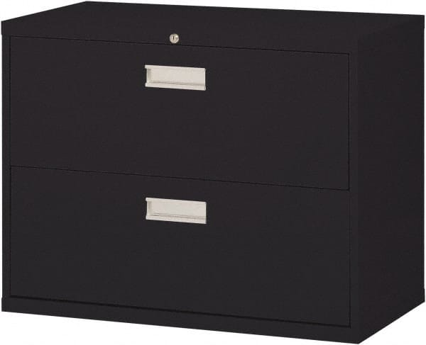 Sandusky Atlantic - 36" Wide x 28-3/8" High x 19-1/4" Deep, 2 Drawer Lateral File with Lock - Steel, Black - Exact Tooling