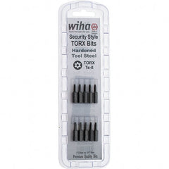 Wiha - 1/4" Drive T8 Tamperproof Torx Screwdriver Bit - 1" OAL, Tamper Resistant Bit - Exact Tooling