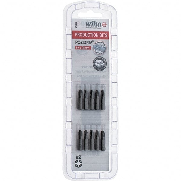 Wiha - 1/4" Drive, Pozidriv Screwdriver Bit - 1" OAL - Exact Tooling