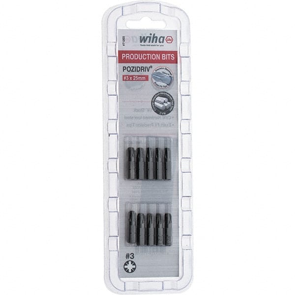 Wiha - 1/4" Drive, Pozidriv Screwdriver Bit - 1" OAL - Exact Tooling