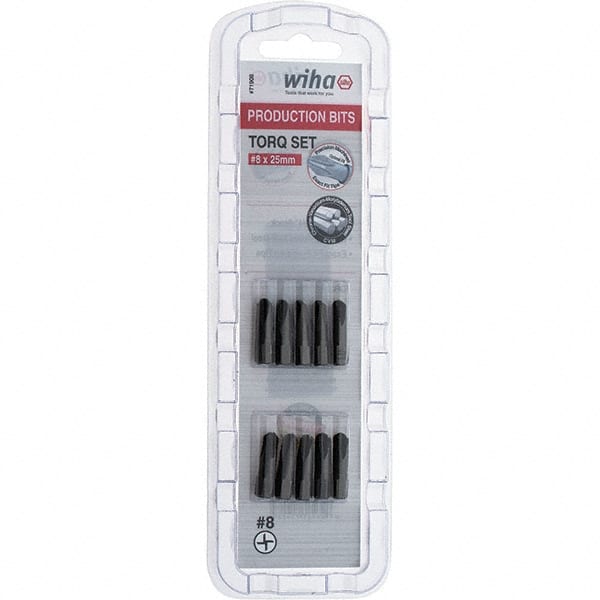 Wiha - 1/4" Drive, #8 Torq-Set Screwdriver Bit - 1" OAL - Exact Tooling